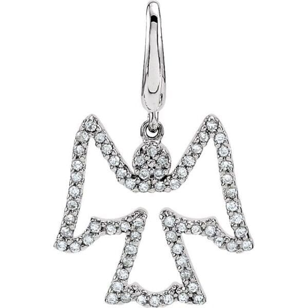14K White 1/4 CTW Natural Diamond Angel Charm
