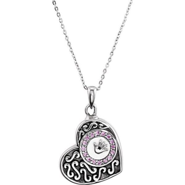 Sterling Silver 1.5 mm Round Blue Cubic Zirconia Ash Holder 18" Necklace