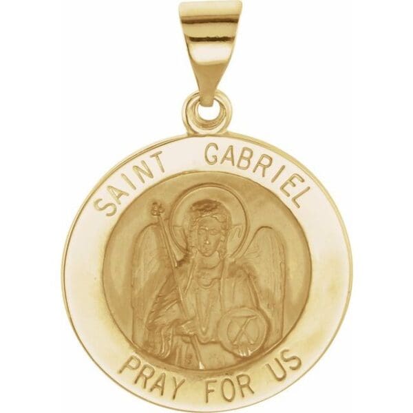14K Yellow 18 mm Round Hollow St. Gabriel Medal