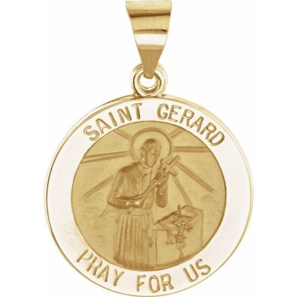 14K Yellow 15 mm Round Hollow St. Gerard Medal