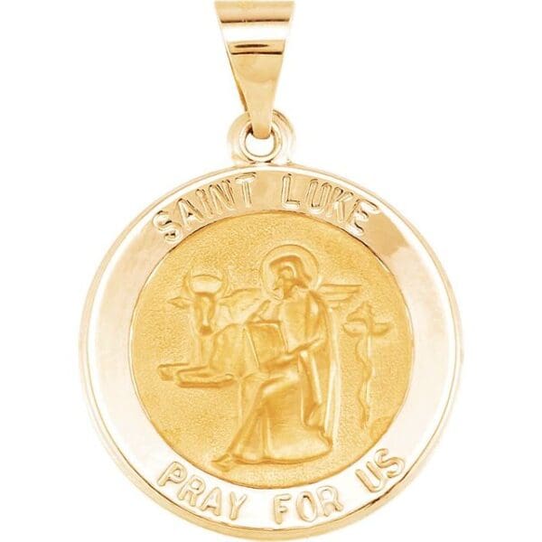 14K Yellow 15 mm Round Hollow St. Luke Medal