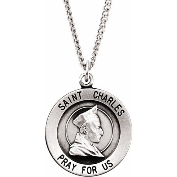 Sterling Silver 18.25 mm St. Charles Medal 18" Necklace