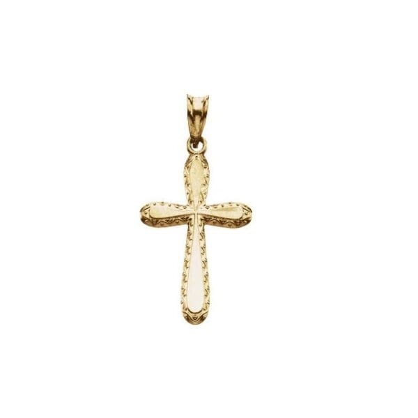 14K Yellow 26x14 mm Sculptural Cross Pendant