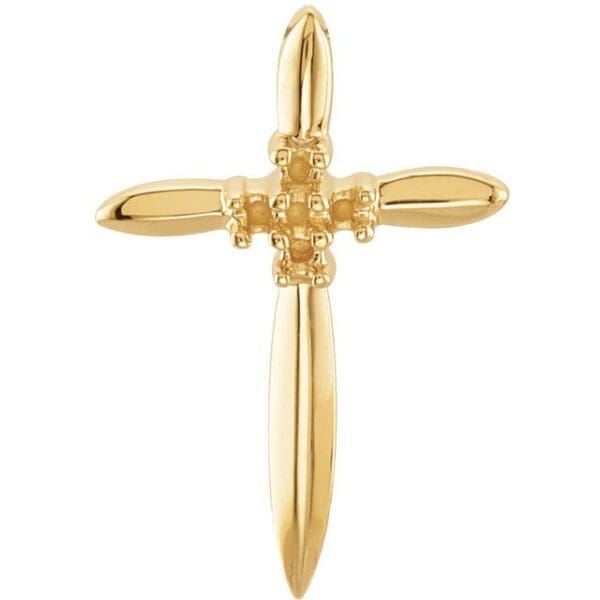 14K Yellow 1.5 mm Round Cross Pendant Mounting