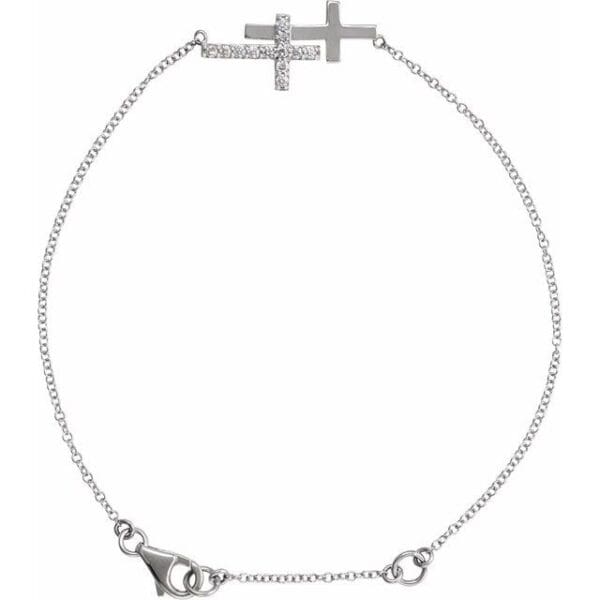 14K Yellow 1/5 CTW Natural Diamond Double Sideways Cross 7-8" Bracelet