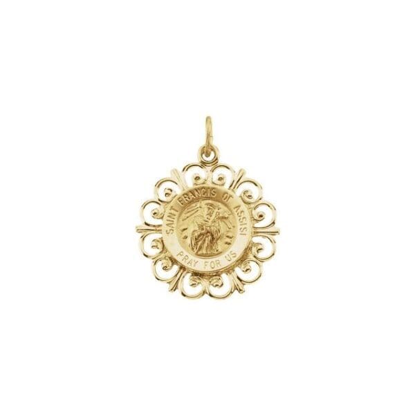 14K Yellow 18 mm St. Francis of Assisi Medal