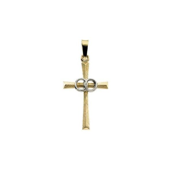 14K Yellow/White 22x14 mm Marriage Cross Pendant