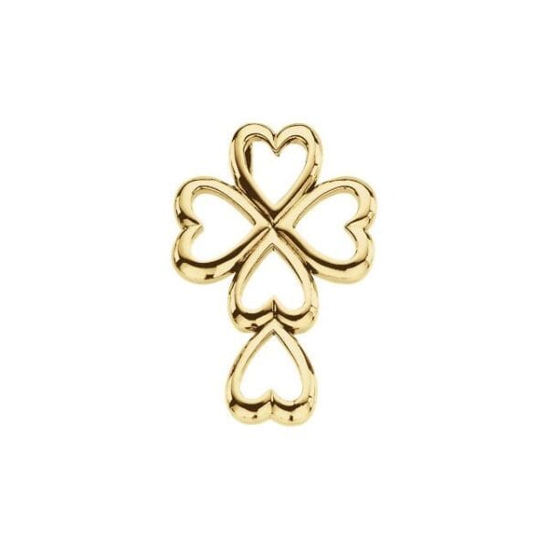 14K Yellow 28.75x20 mm Heart Cross Pendant
