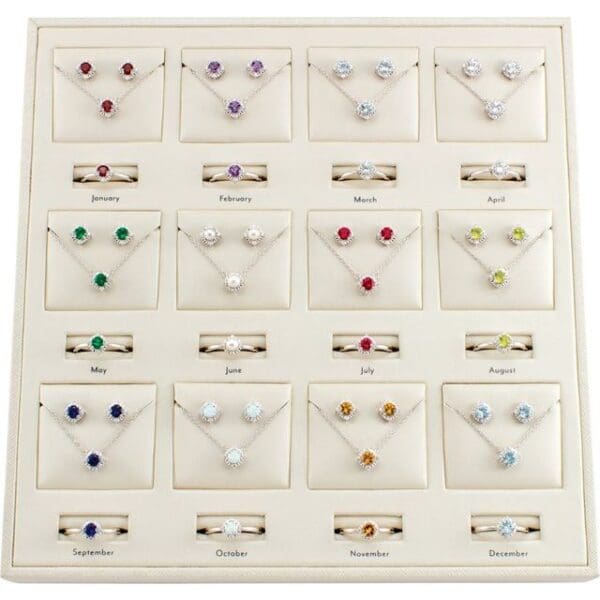 Sterling Silver 36-Piece Halo-Style Birthstone Selling System