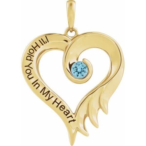 Sterling Silver Natural Citrine & Engraved I'll Hold You In My Heart Pendant
