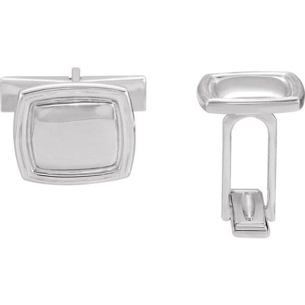 14K Yellow/White 14x16 mm Square Cuff Links