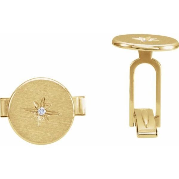 14K White 1.5 mm Round Star Cuff Link Mounting
