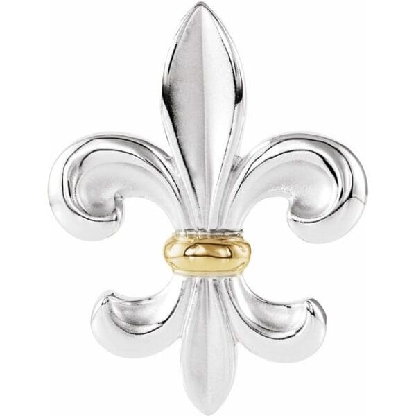 Sterling Silver & 14K Yellow Fleur-de-lis Pendant
