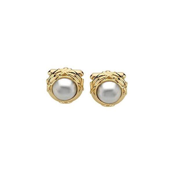 14K Yellow Cuff Link Mounting for Mabé Pearl