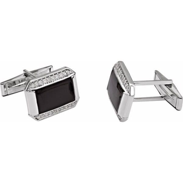 14K White 1/4 CTW Natural Diamond Cuff Links