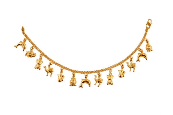 22K Yellow-Gold Animal-Charmed Bracelet S7-7.5 - Image 4
