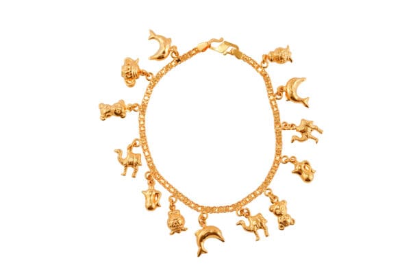 22K Yellow-Gold Animal-Charmed Bracelet S7-7.5 - Image 2