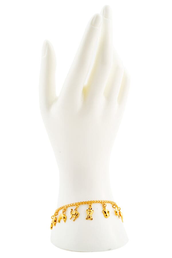 22K Yellow-Gold Animal-Charmed Bracelet S7-7.5 - Image 3