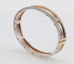 18k Tri-Color Gold Designer Inspired Bangle  S 7.4