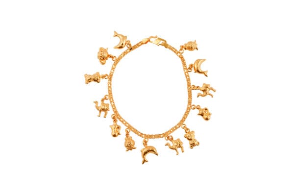 22K Yellow-Gold Animal-Charmed Bracelet S7-7.5 - Image 6