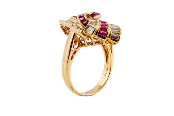 18k Yellow-Gold Ruby Diamond Ring S9 - Image 4