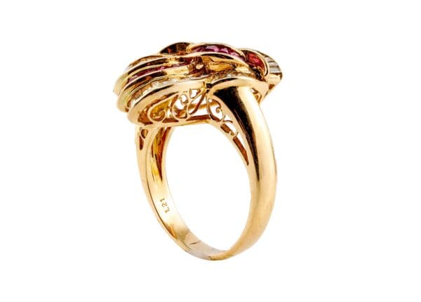 18k Yellow-Gold Ruby Diamond Ring S9 - Image 5