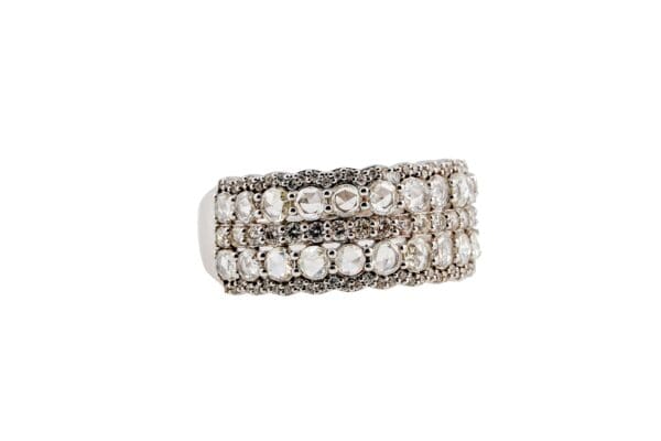 18k White-Gold Rose Cut Natural Diamond Ring S7 - Image 2