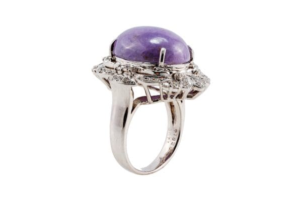 18k White-Gold Lavander Jade Diamond Ring S7.5 - Image 3