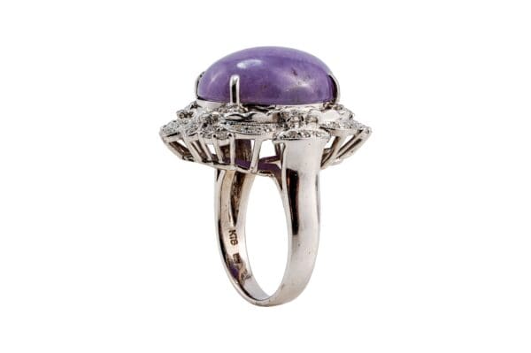 18k White-Gold Lavander Jade Diamond Ring S7.5 - Image 4