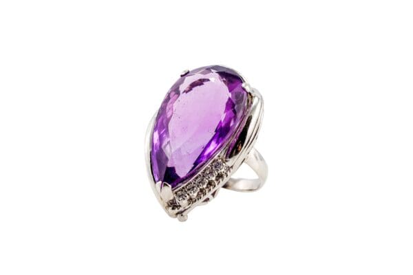 Pt900 Natural Amethyst Diamond Ring S7.5 - Image 2