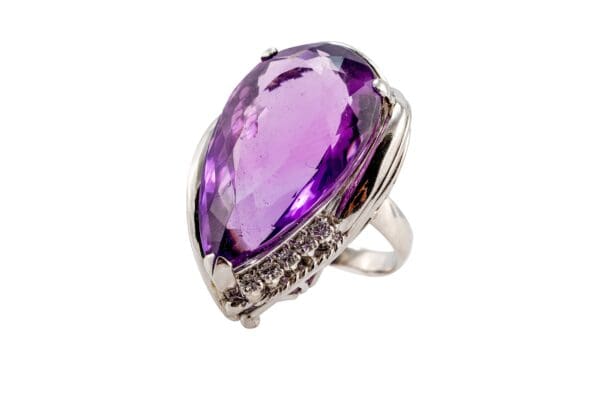 Pt900 Natural Amethyst Diamond Ring S7.5 - Image 3