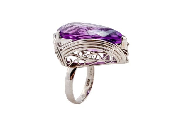 Pt900 Natural Amethyst Diamond Ring S7.5 - Image 4