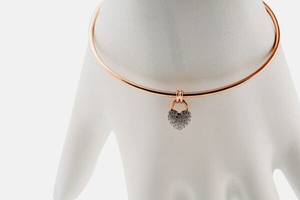 18k Rose & White-Gold w/ Natural Diamonds Bangle - Image 4