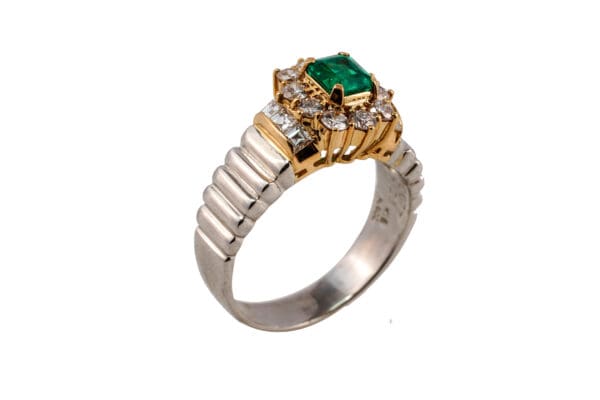 Pt900 18k Gold Columbian Emerald Ring S9 - Image 3