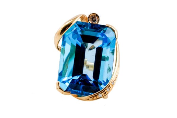 18k Swiss Blue Topaz Diamond Ring S4.5 - Image 5