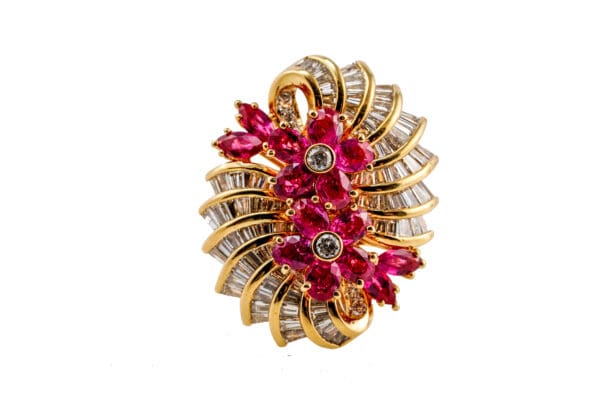 18k Yellow-Gold Diamond Ruby Ring S6.75 - Image 7