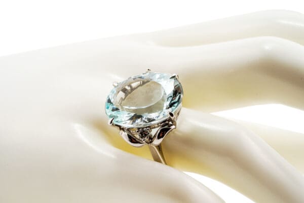 PT900 Aquamarine&NaturalDiamond Ring S8 - Image 6