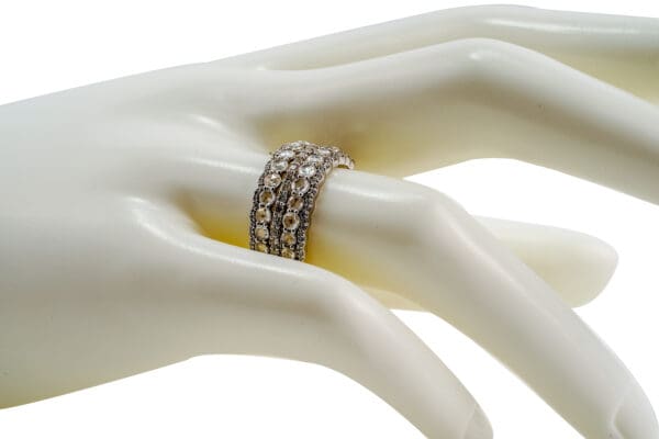 18k White-Gold Rose Cut Natural Diamond Ring S7 - Image 6