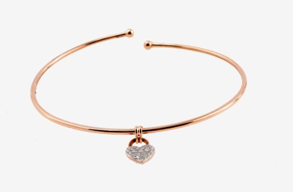 18k Rose & White-Gold w/ Natural Diamonds Bangle - Image 2