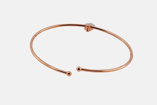 18k Rose & White-Gold w/ Natural Diamonds Bangle - Image 3