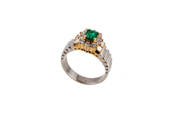Pt900 18k Gold Columbian Emerald Ring S9