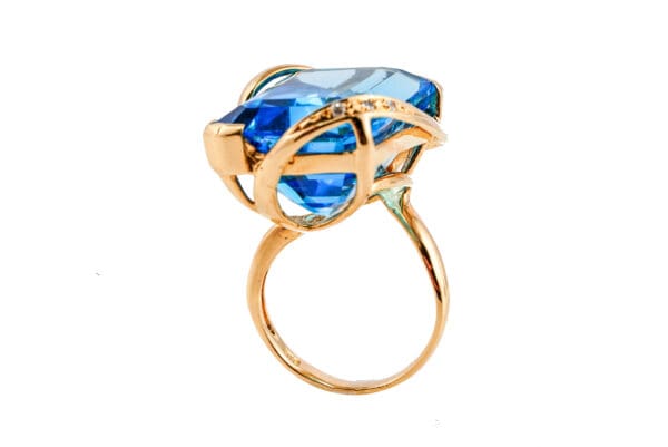 18k Swiss Blue Topaz Diamond Ring S4.5 - Image 2