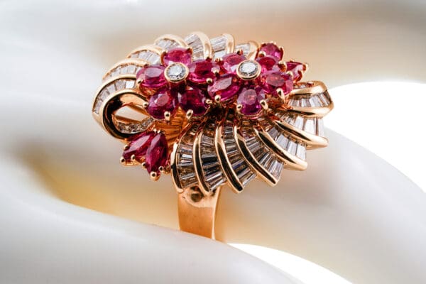 18k Yellow-Gold Diamond Ruby Ring S6.75 - Image 6