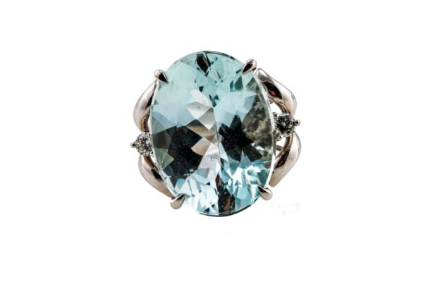 PT900 Aquamarine&NaturalDiamond Ring S8 - Image 2