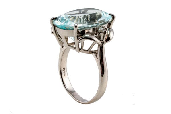 PT900 Aquamarine&NaturalDiamond Ring S8 - Image 4