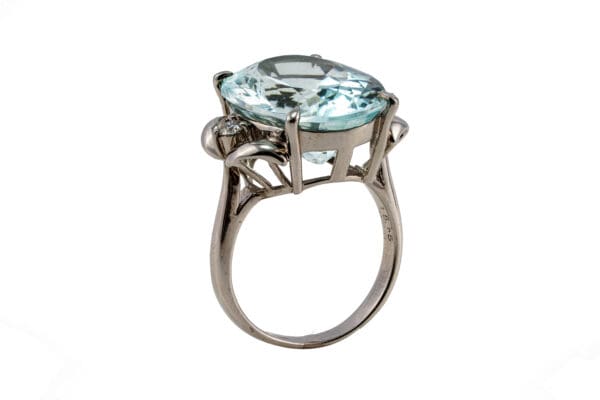 PT900 Aquamarine&NaturalDiamond Ring S8 - Image 5