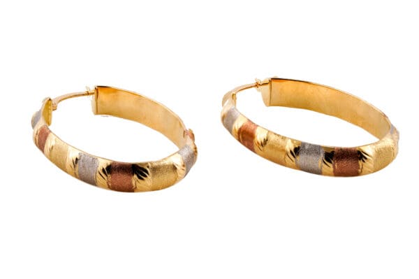 18k Tri-Color Hoop Earrings - Image 2