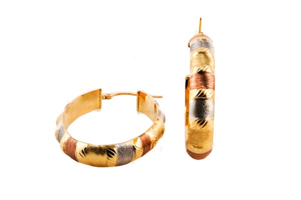 18k Tri-Color Hoop Earrings - Image 3