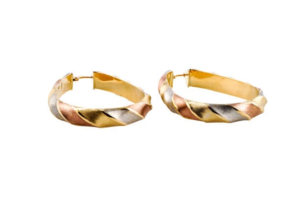 18k Tri-Color Hoop Earrings - Image 4