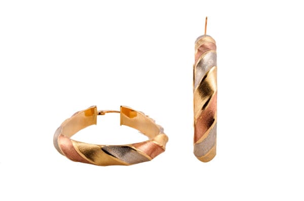 18k Tri-Color Hoop Earrings - Image 5